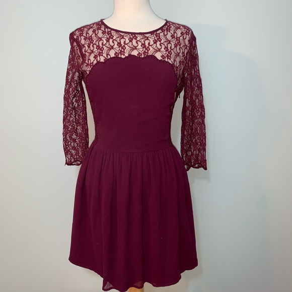 topshop burgundy lace dress
